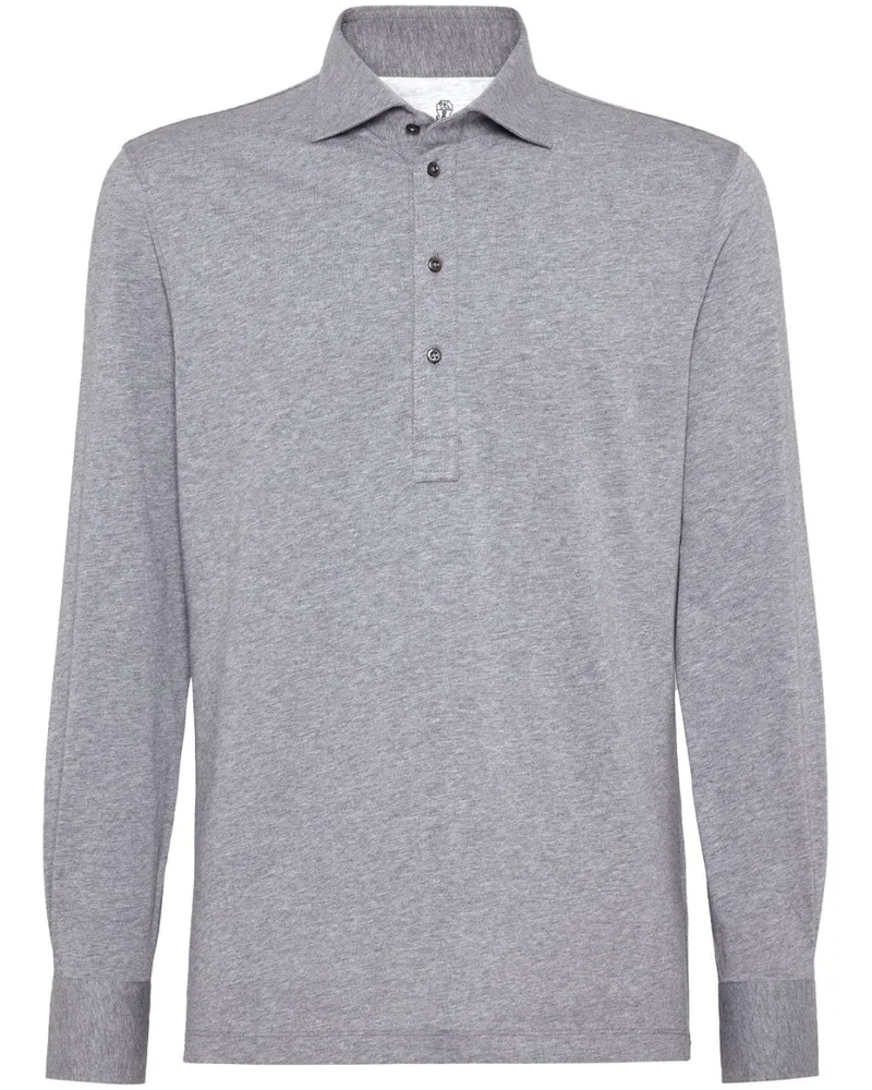 Brunello Cucinelli Meliertes Poloshirt - Grau Grau