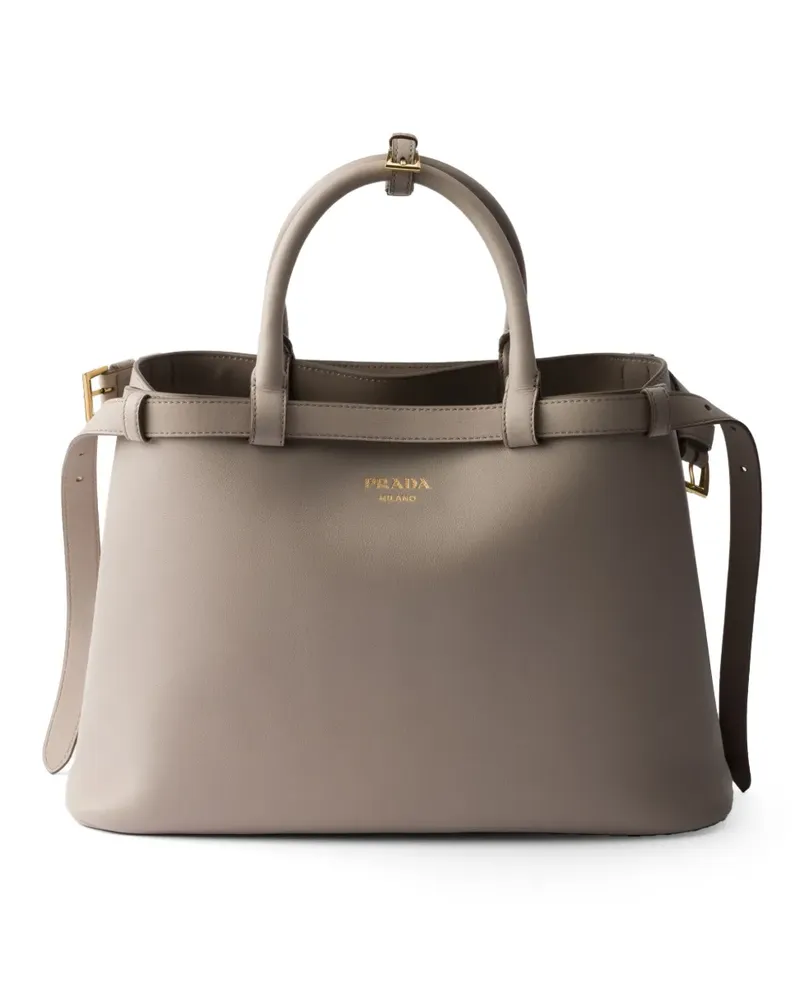 Prada Mittelgroße Buckle Tote Bag - Grau Grau