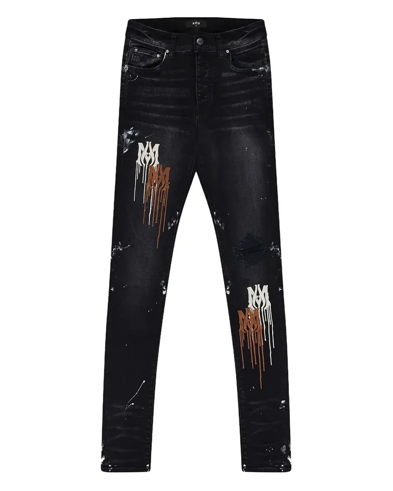 Amiri Jeans mit Farbklecks-Print - Schwarz Schwarz