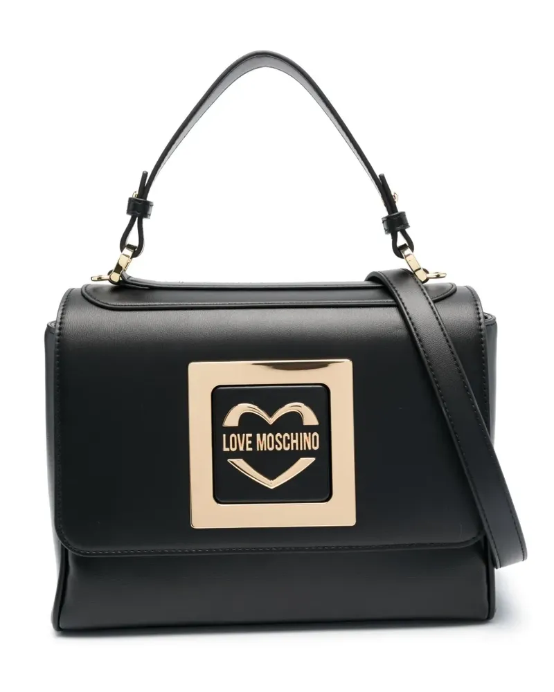 Moschino Handtasche mit Logo-Schild - Schwarz Schwarz