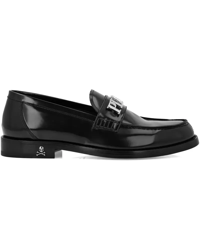 Philipp Plein Loafer mit Logo-Schild - Schwarz Schwarz
