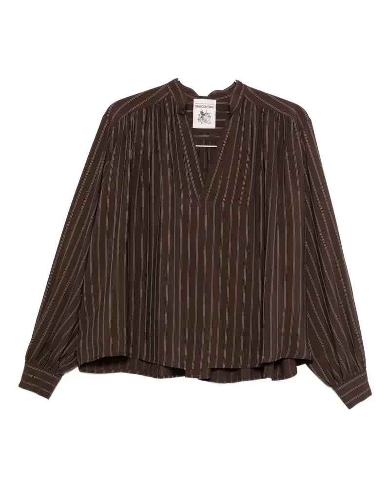 Semicouture pinstriped gathered top - Braun Braun