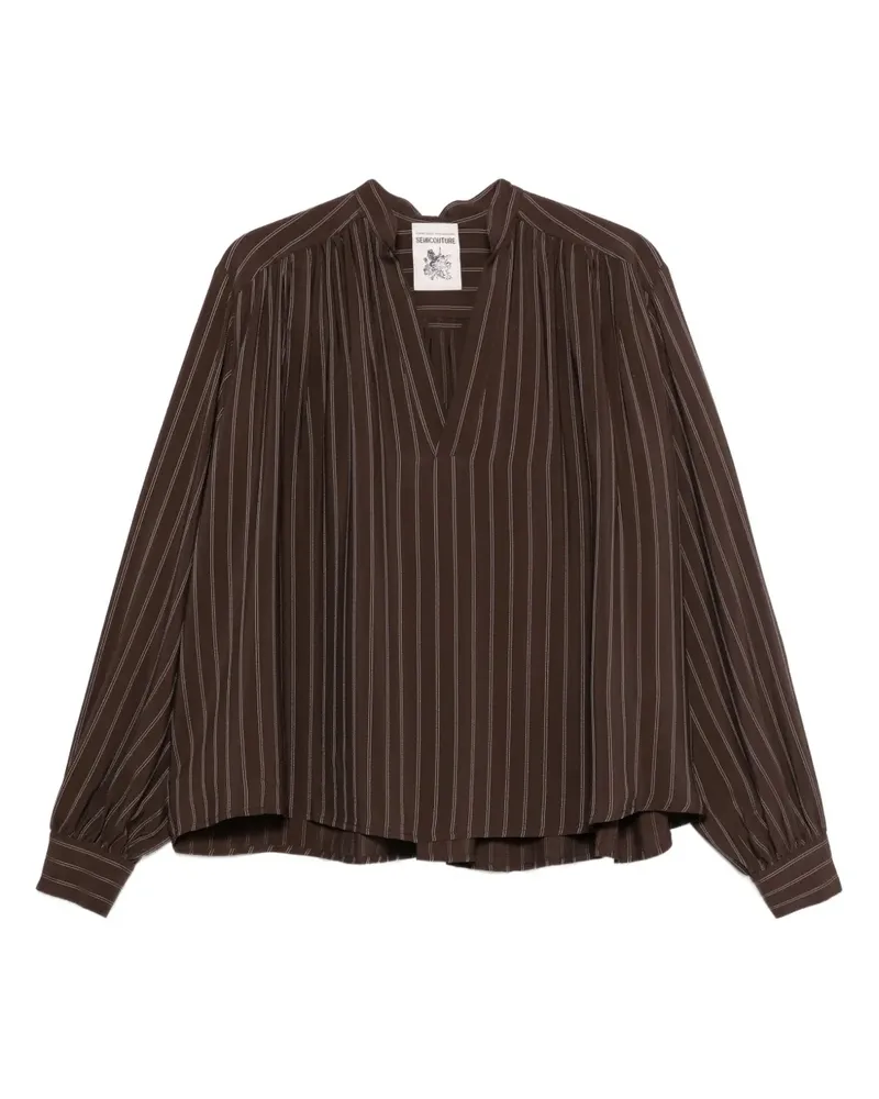 Semicouture pinstriped gathered top - Braun Braun