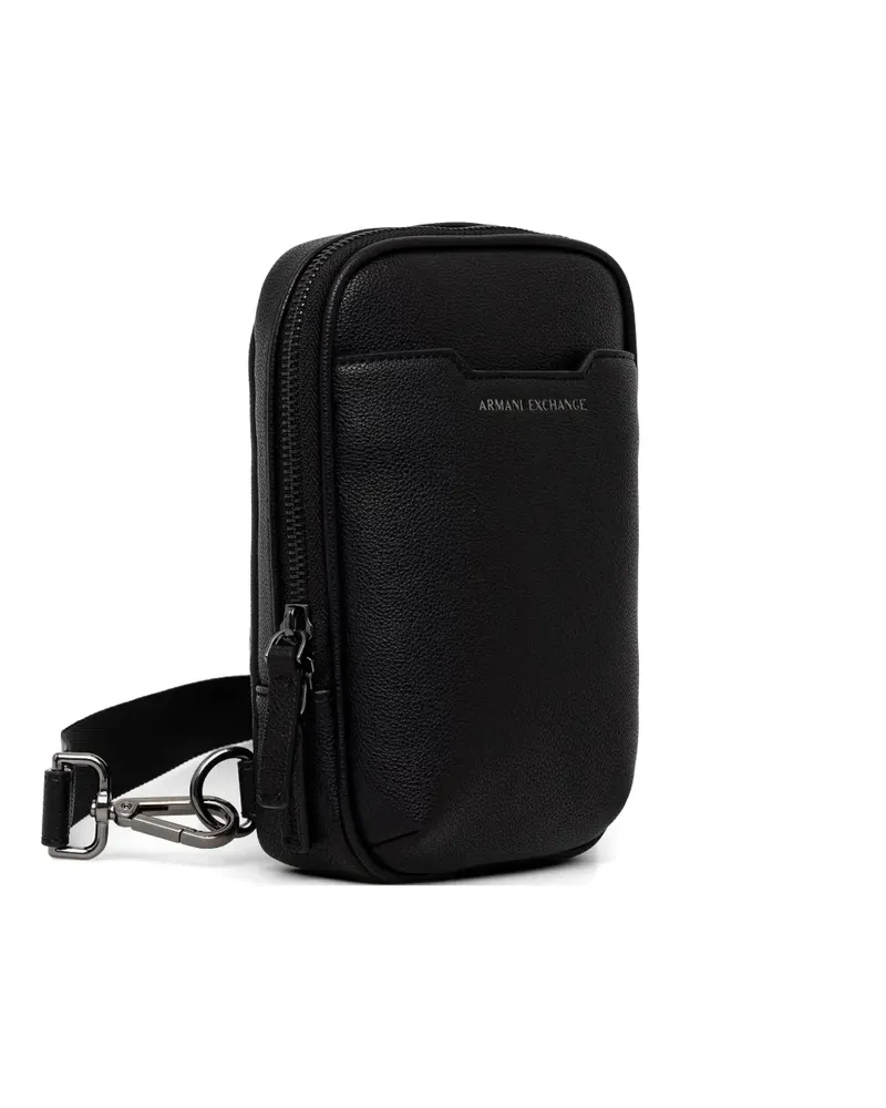 Armani Exchange pebbled logo-lettering belt bag - Schwarz Schwarz