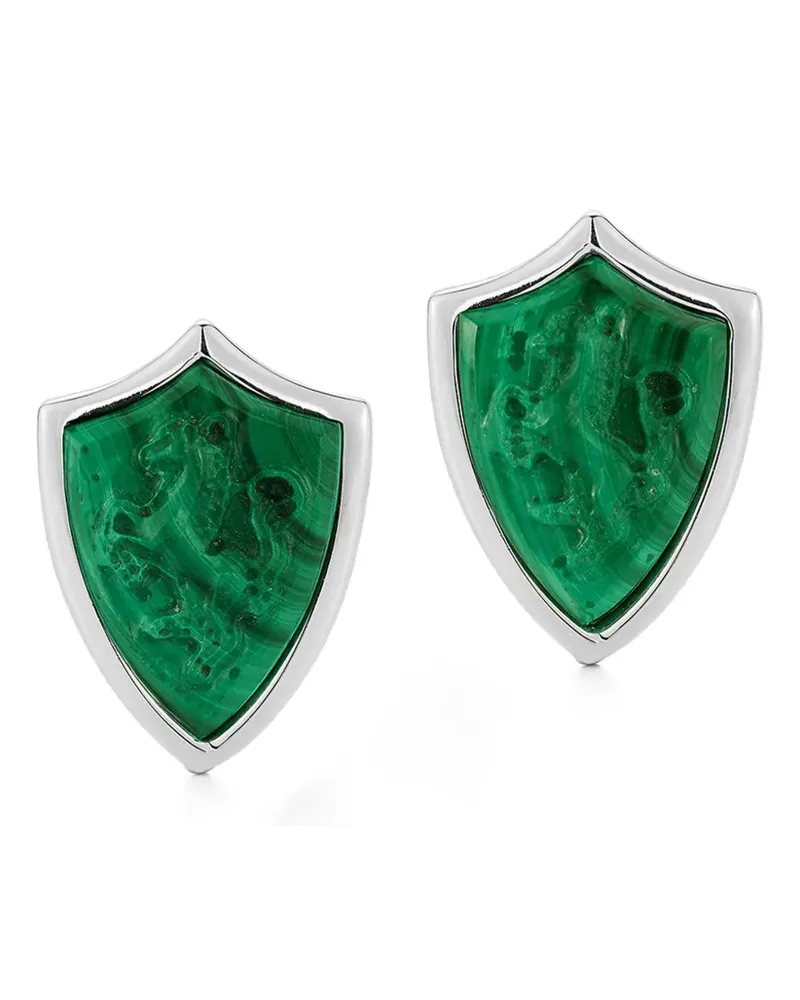 MATEO malachite shield cufflinks - Silber Silber