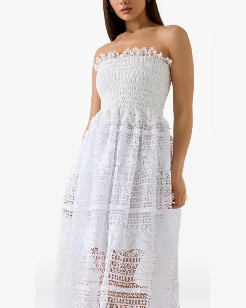 Guess Schulterfreies Malene Spitzenkleid - Weiß Weiß