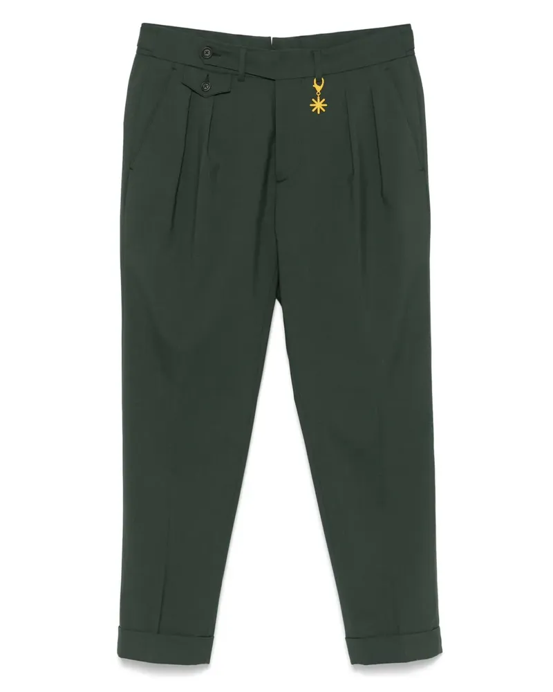 Manuel Ritz Hose mit Logo-Applikation - Grün Grün
