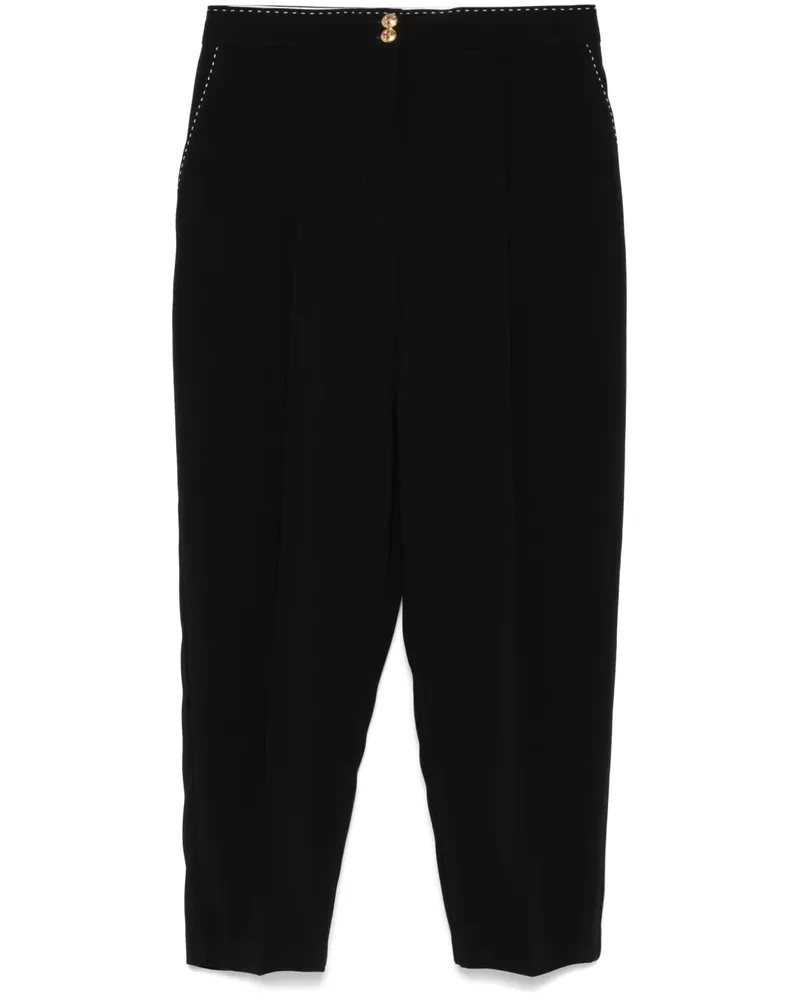 Elisabetta Franchi Hose aus Krepp mit Kontrastnähten - Schwarz Schwarz