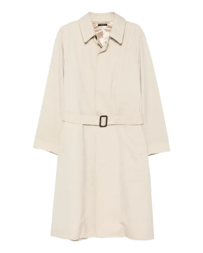 Tom Ford leather-trimmed belted trench coat - Nude Nude