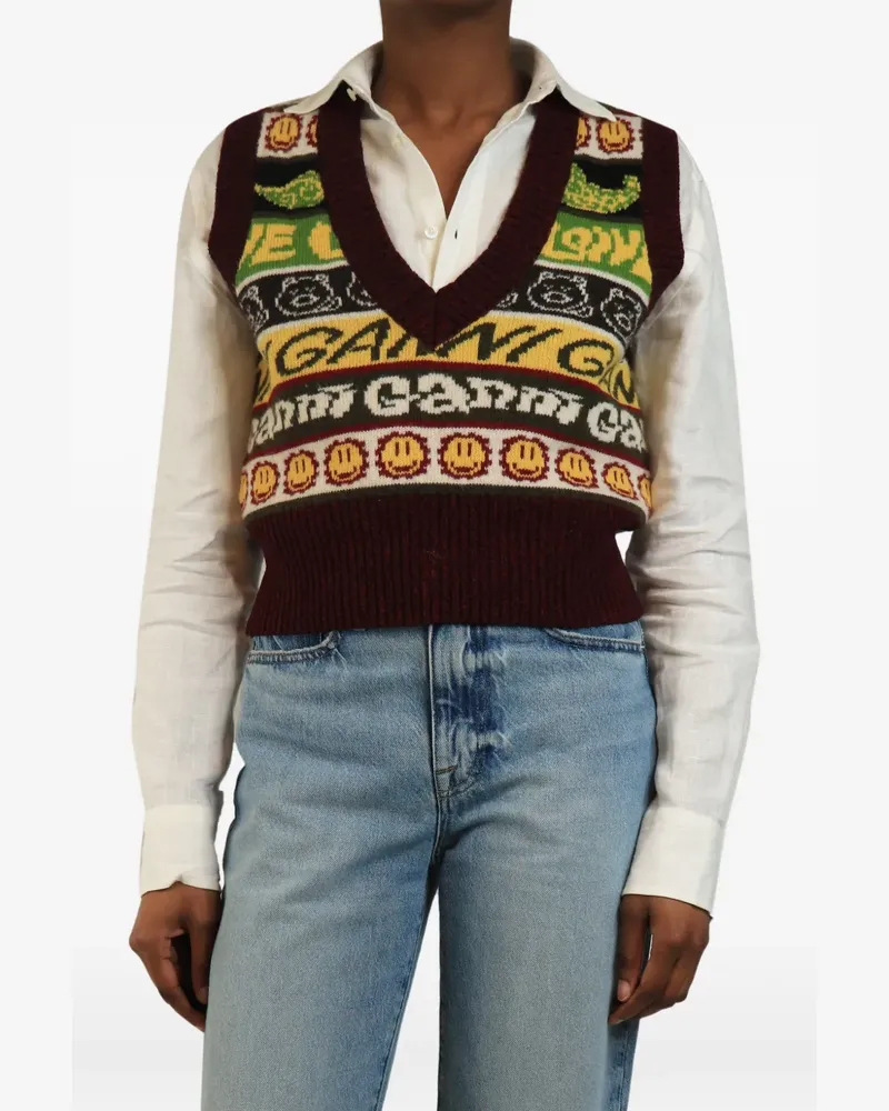 Ganni V-neck vest - Rot Rot