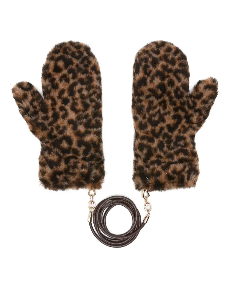Max Mara Ombrat leopard-pattern mittens - Braun Braun