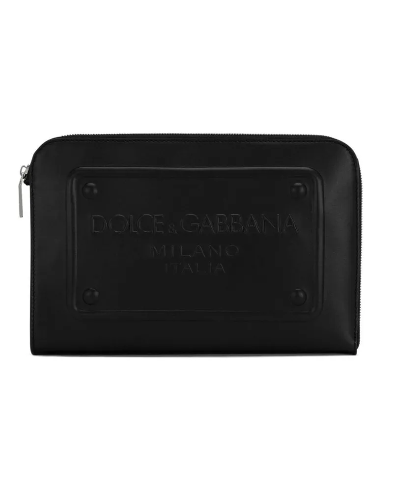 Dolce & Gabbana Clutch mit erhöhtem Logo - Schwarz Schwarz
