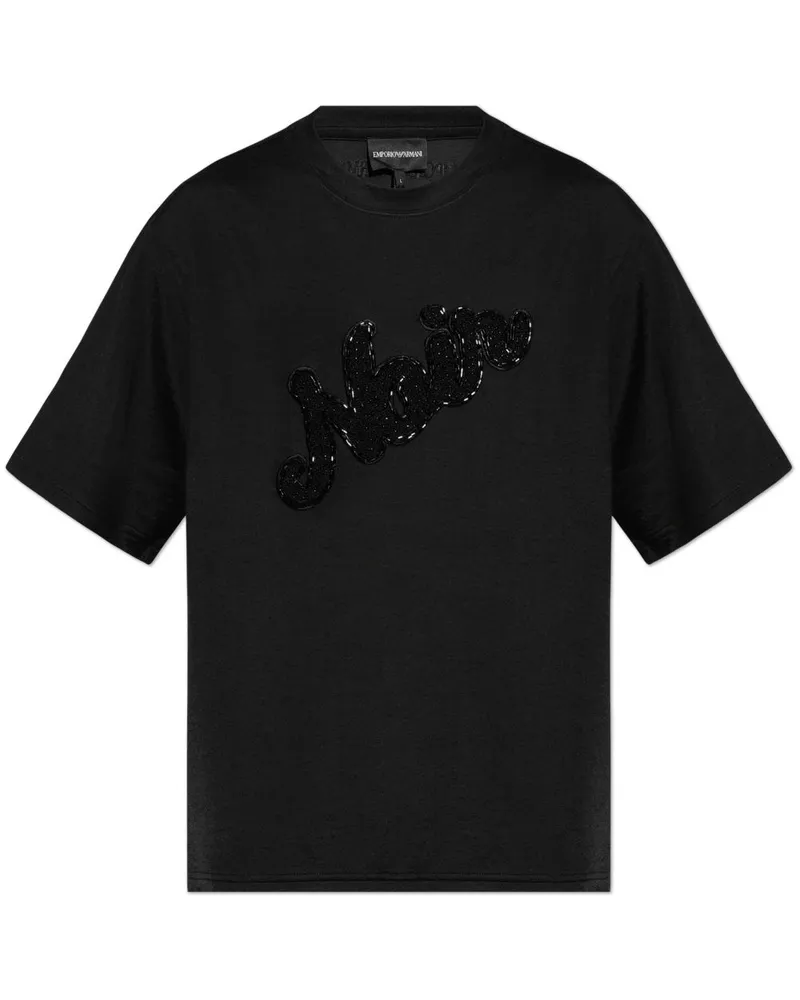 Emporio Armani T-Shirt mit Perlen Schwarz