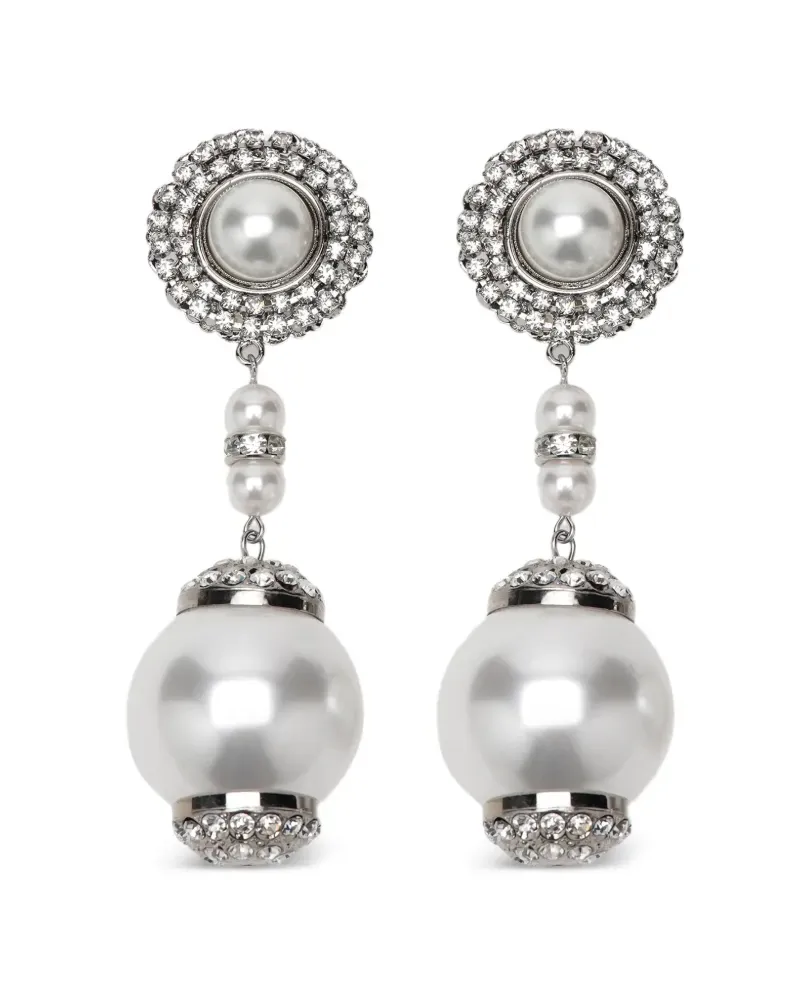 Alessandra Rich faux-pearl crystal-embellished earrings - Silber Silber