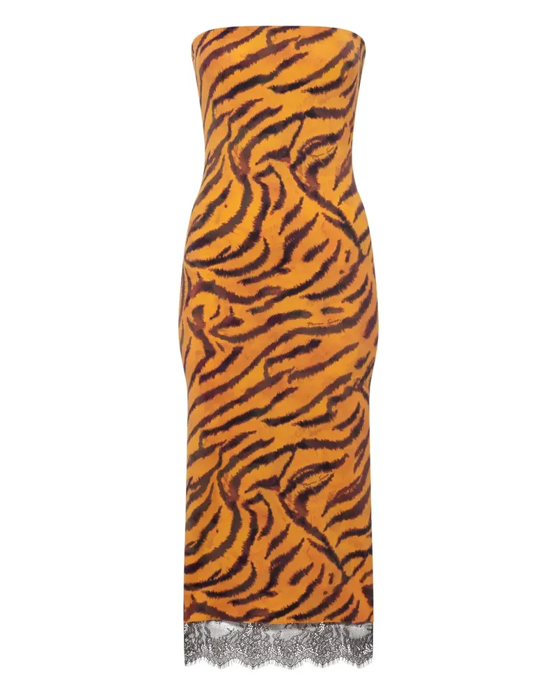 Marine Serre Schlauchkleid mit Tiger-Print - Orange Orange