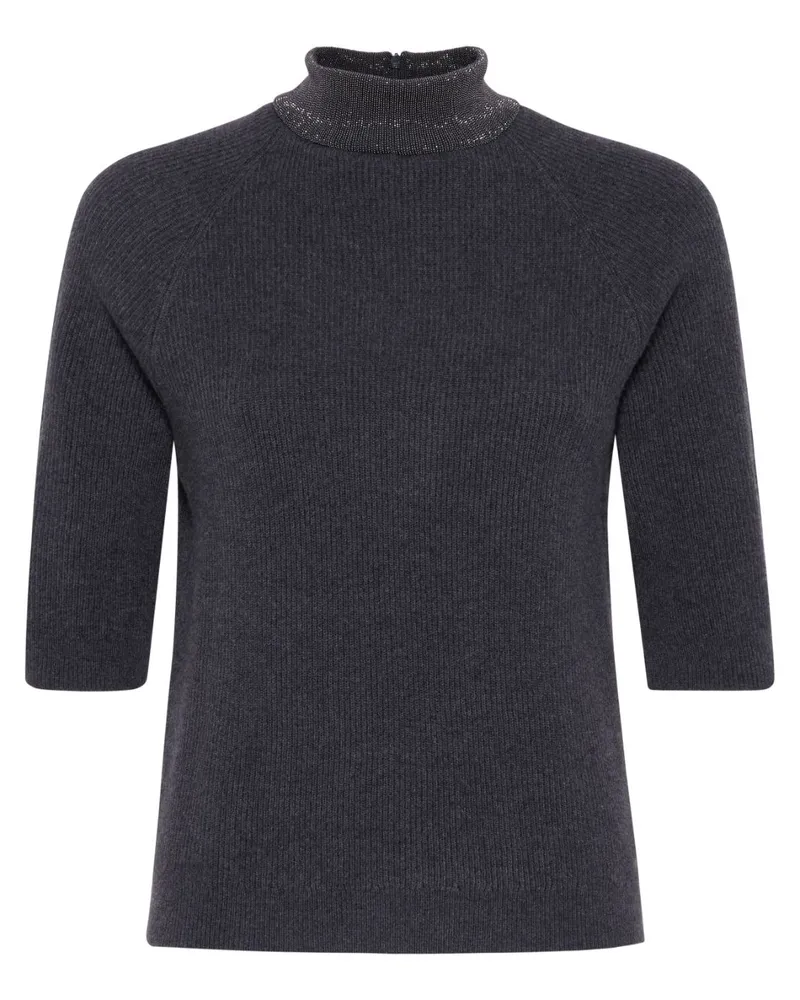 Brunello Cucinelli Pullover aus Kaschmir mit Stehkragen - Grau Grau
