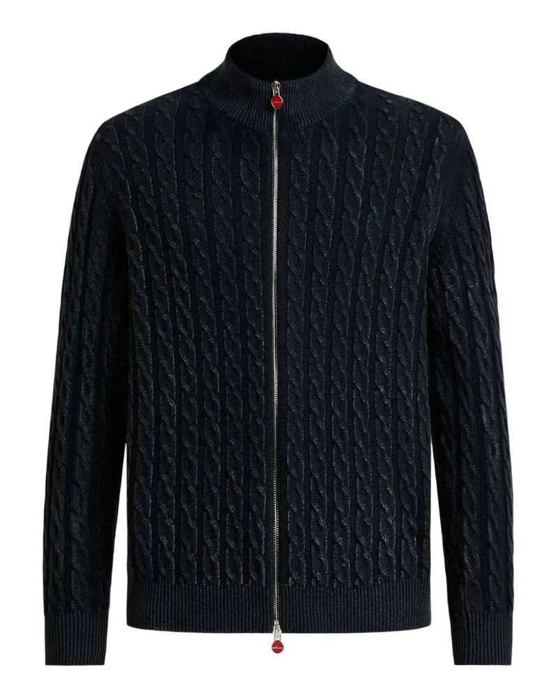 Kiton Zopfmuster-Pullover mit Reißverschluss - Blau Blau
