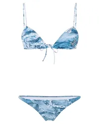 Natasha Zinko Bikini mit Print Blau