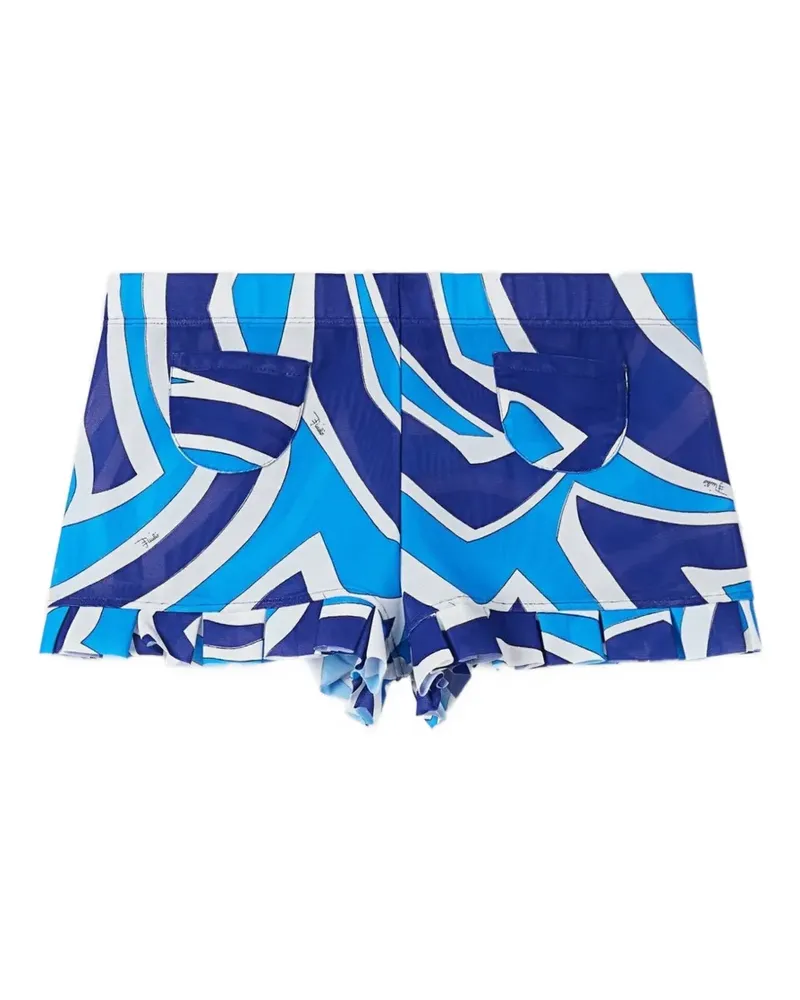 Emilio Pucci Gerüschte Shorts mit Labirinto Iride-Print - Blau Blau