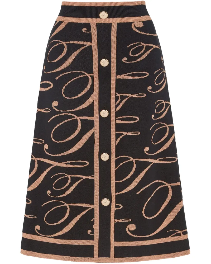 Temperley London Mania Rock mit T-Logo - Schwarz Schwarz
