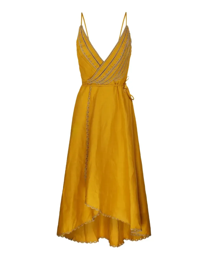 FARM Rio eyelet-embellished wrap dress - Gelb Gelb