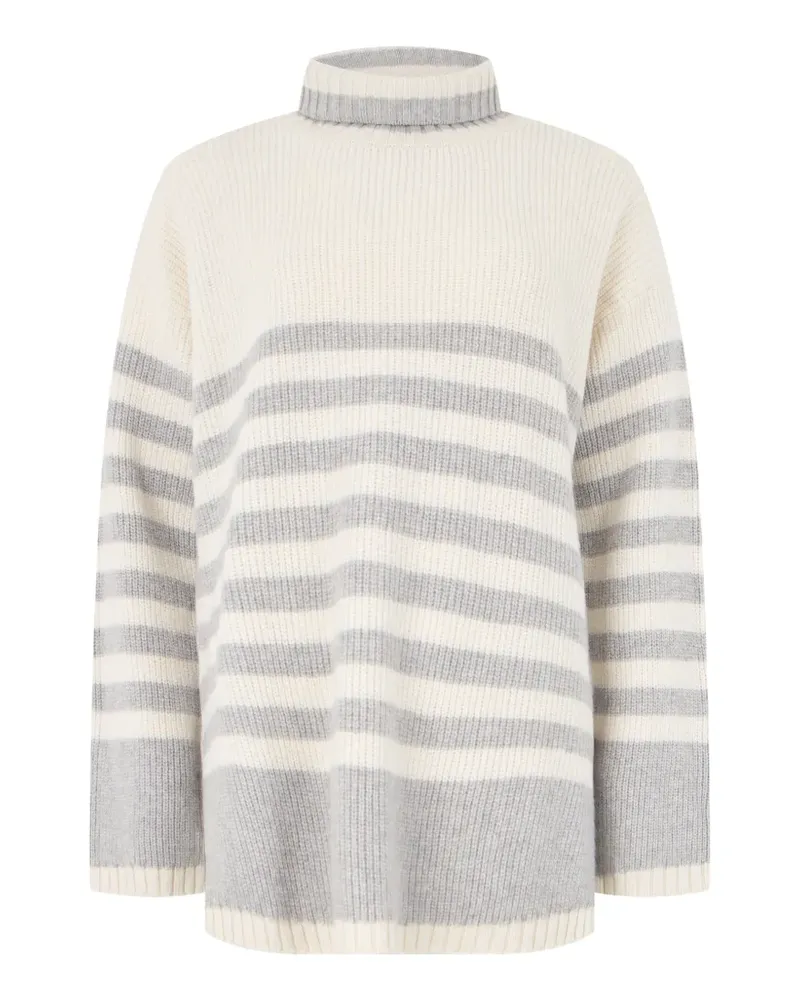 MOORER Vera-Slx striped roll-neck sweater - Weiß Weiß