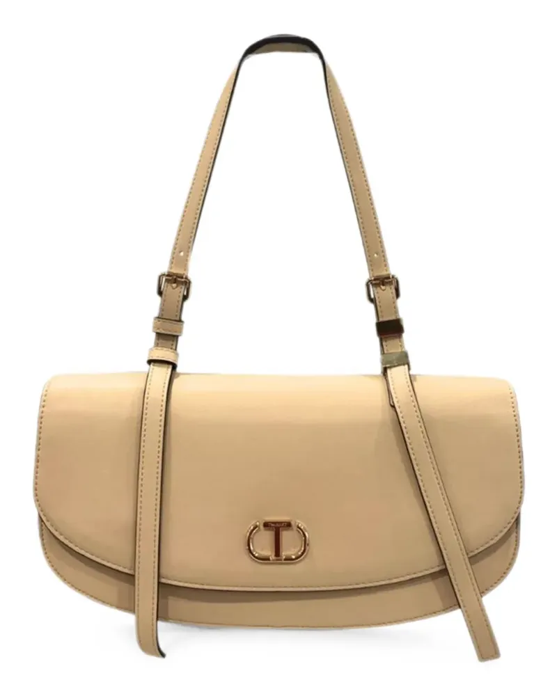 Twin-Set Schultertasche mit Logo-Schild - Nude Nude