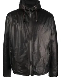 Dell'oglio Lederjacke mit Kapuze Schwarz