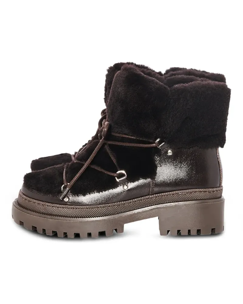 Yves Salomon Schnürstiefel mit Shearling - Braun Braun