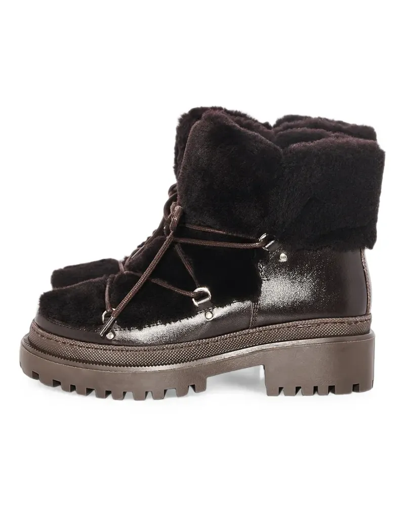 Yves Salomon Schnürstiefel mit Shearling - Braun Braun