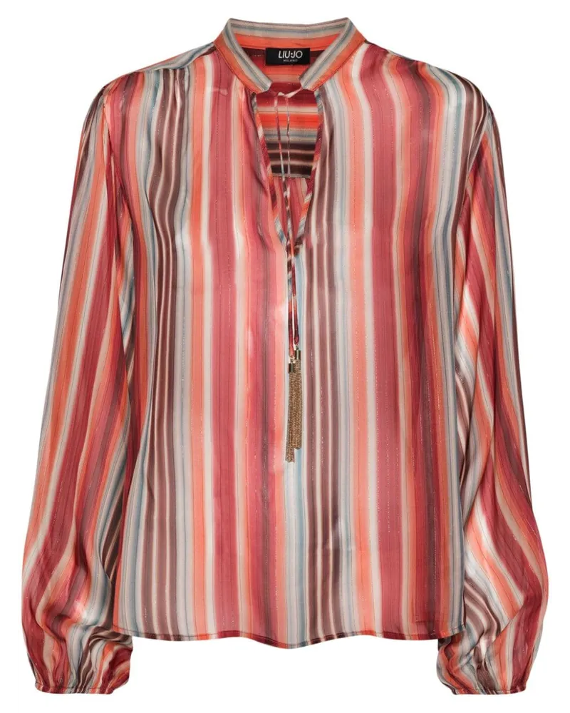 Liu Jo Gestreifte Bluse mit Quasten - Rot Rot