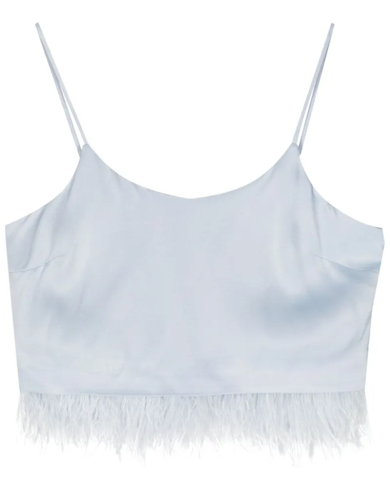 Twin-Set Cropped-Top mit Federn - Blau Blau