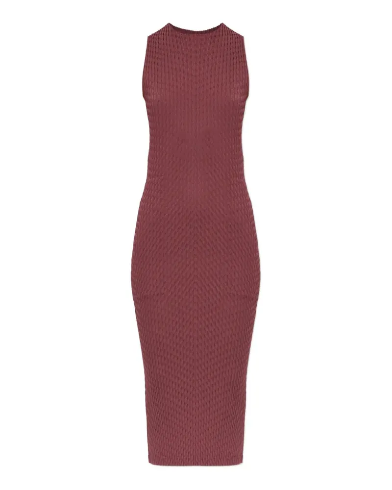 Issey Miyake Ärmelloses Midikleid mit Falten - Rot Rot
