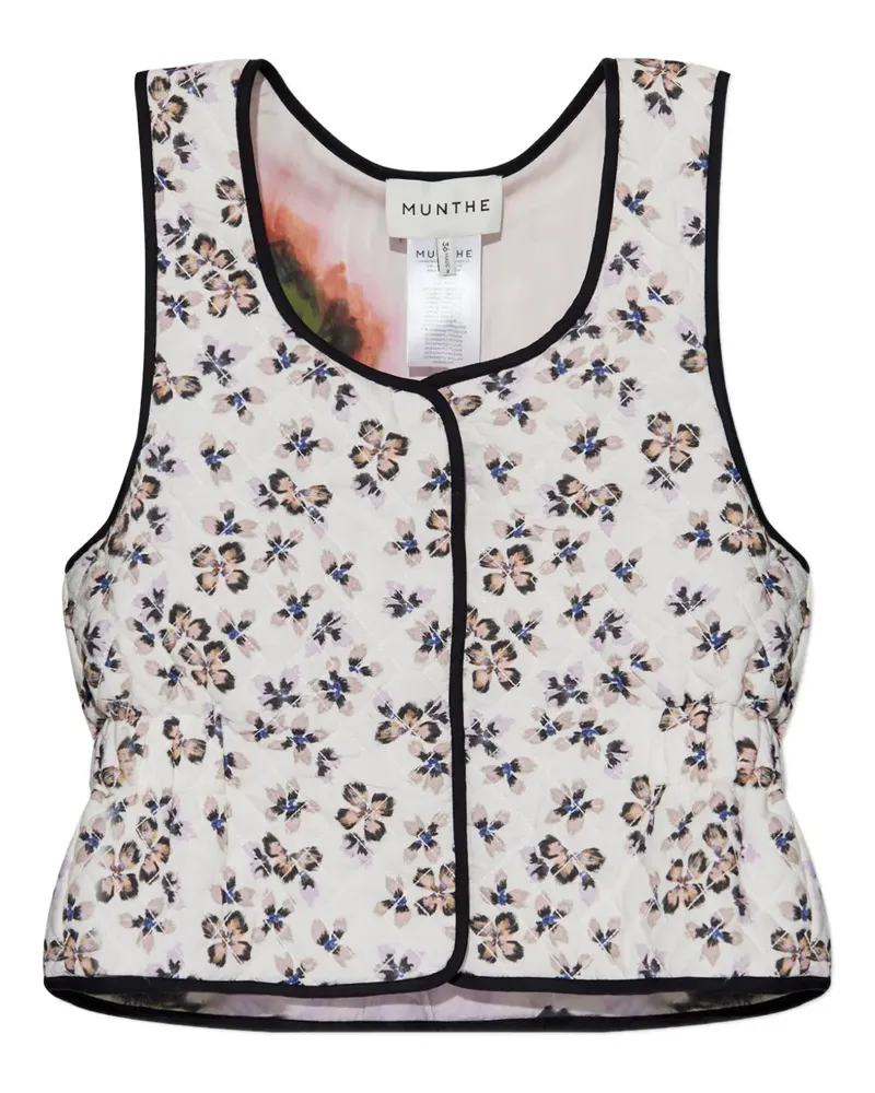 MUNTHE Cropped-Weste mit Blumen-Print - Grau Grau