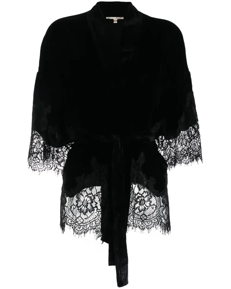 Gold Hawk Clothing Samtjacke mit Gürtel - Schwarz Schwarz