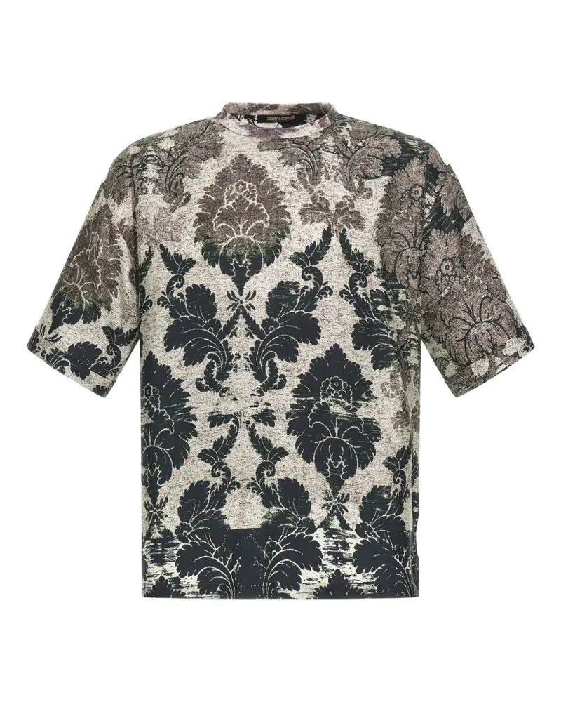 Roberto Cavalli T-Shirt mit Broccato-Print - Schwarz Schwarz