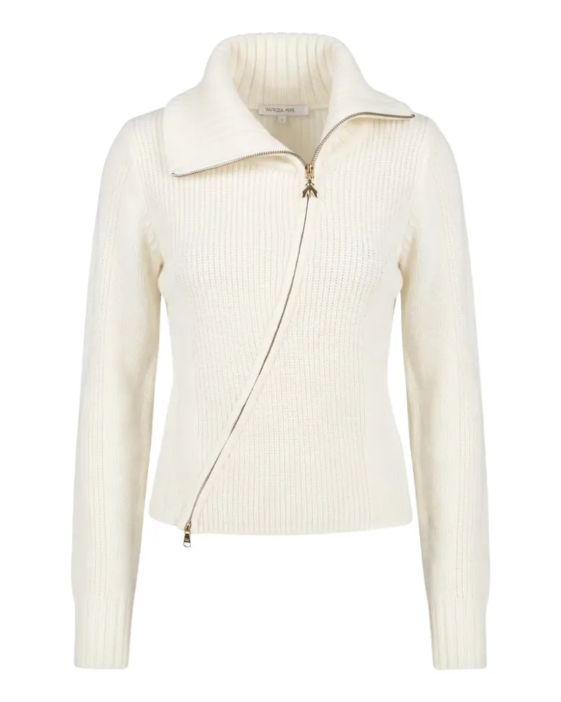 Patrizia Pepe Gerippter Cardigan mit asymmetrischem Reißverschluss - Nude Nude