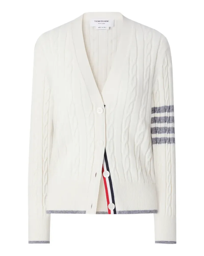 Thom Browne Kaschmircardigan mit 4-Streifen-Logo - Nude Nude