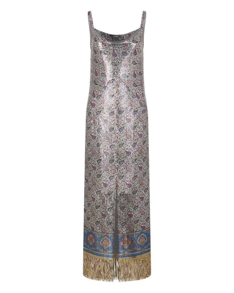 Paco Rabanne Spaghettikleid mit Paisley-Print - Grau Grau