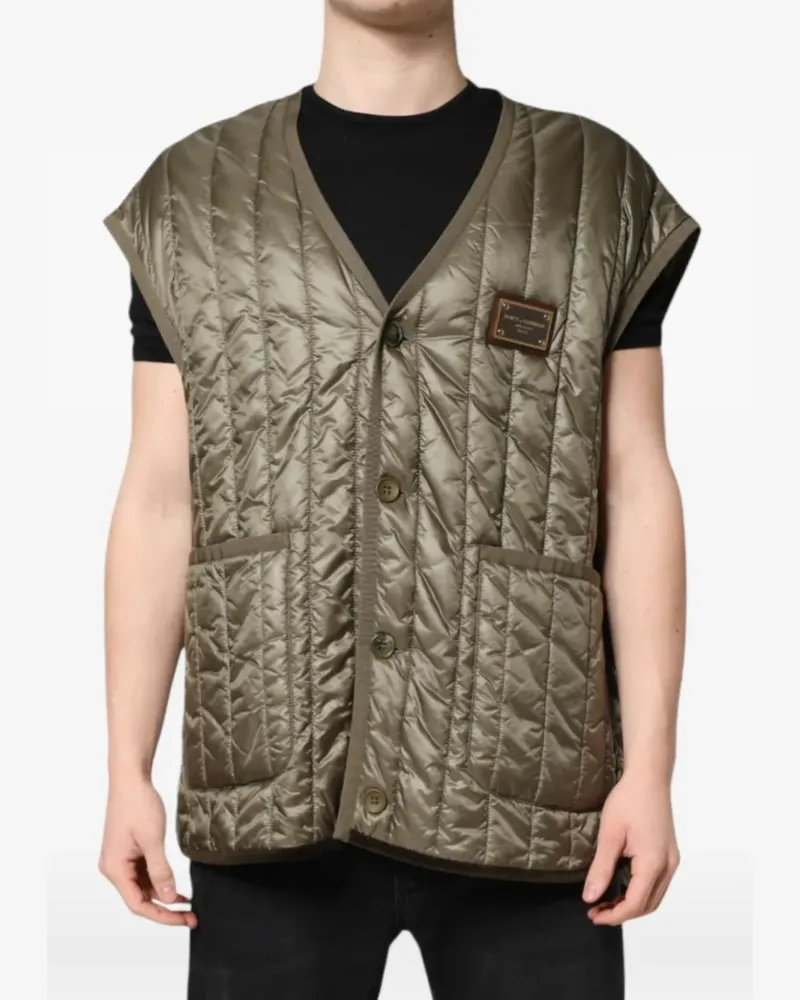 Dolce & Gabbana logo-plaque quilted gilet - Grün Grün