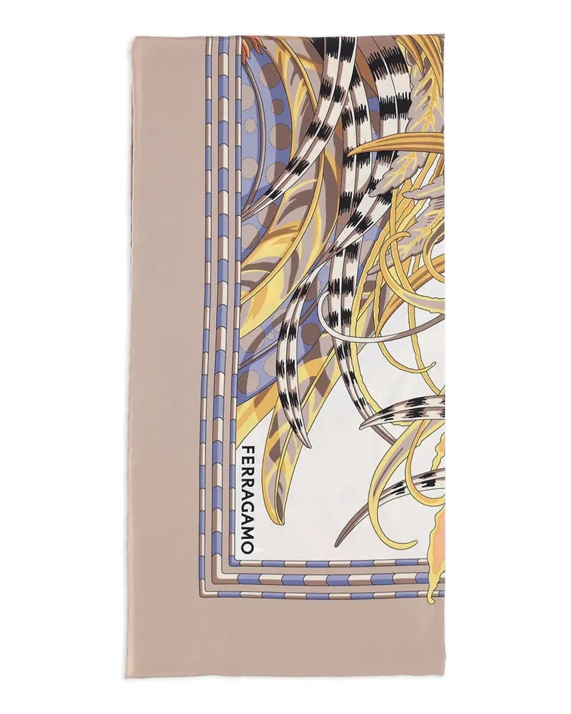Ferragamo Schal mit Hahn-Print - Nude Nude