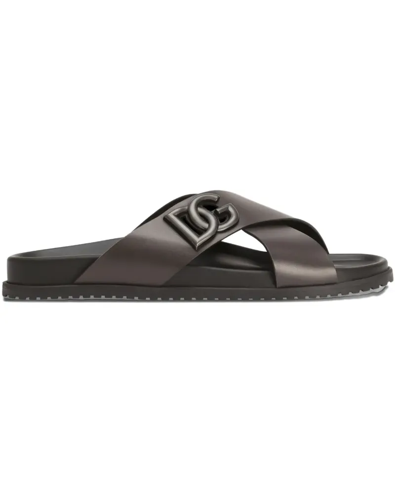 Dolce & Gabbana Pantoletten aus Leder - Braun Braun