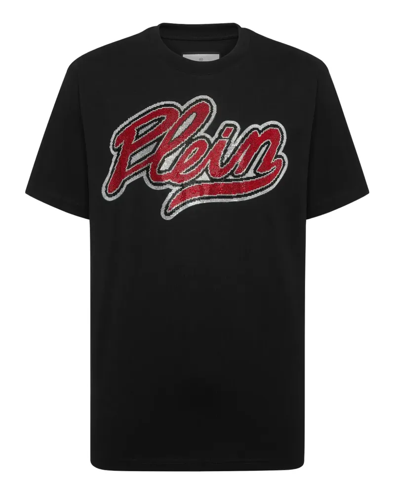 Philipp Plein T-Shirt mit Kristall-Logo - Schwarz Schwarz