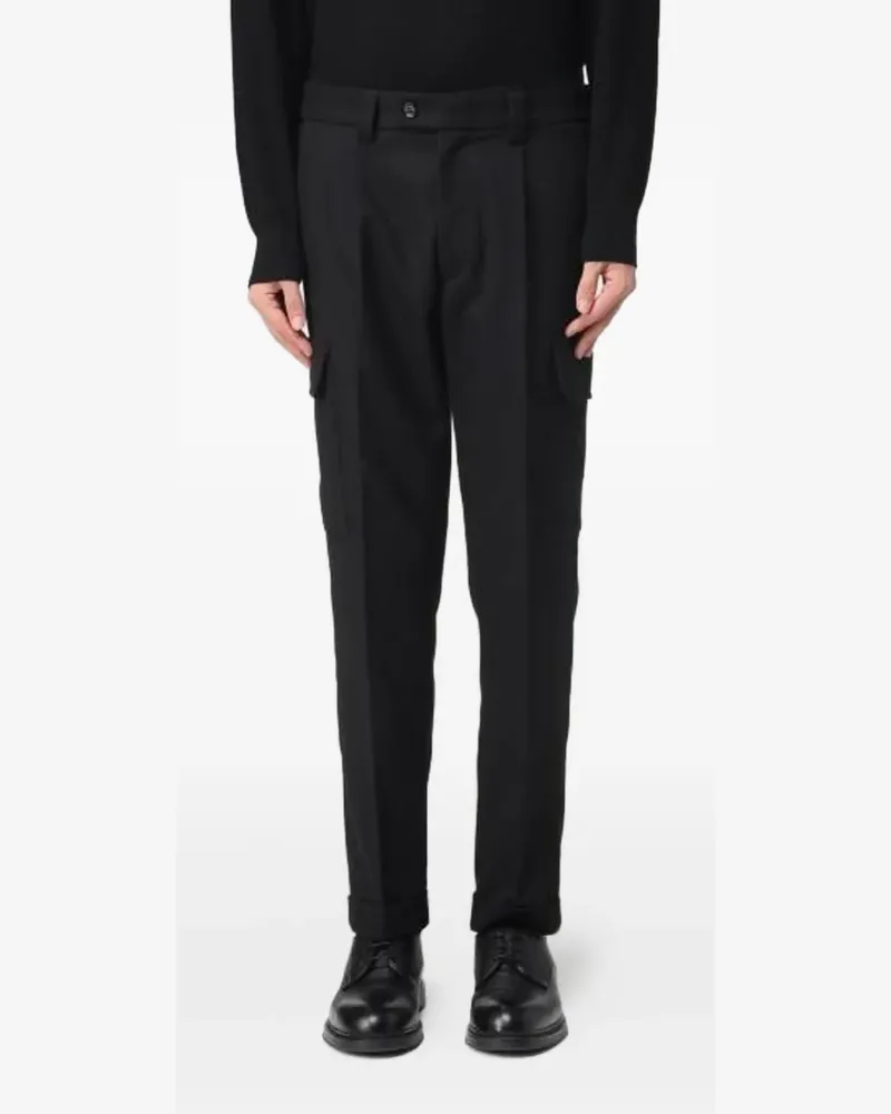 Paolo Pecora Milano pleated cargo trousers - Schwarz Schwarz
