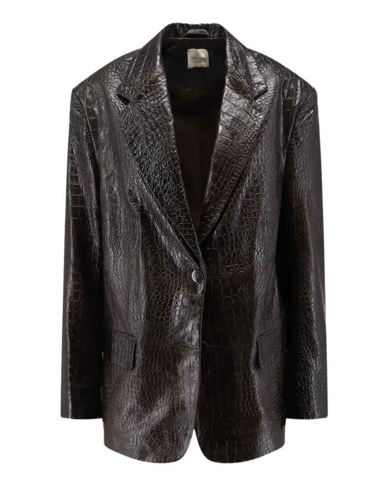 ALYSI crocodile-effect single-breasted blazer - Braun Braun