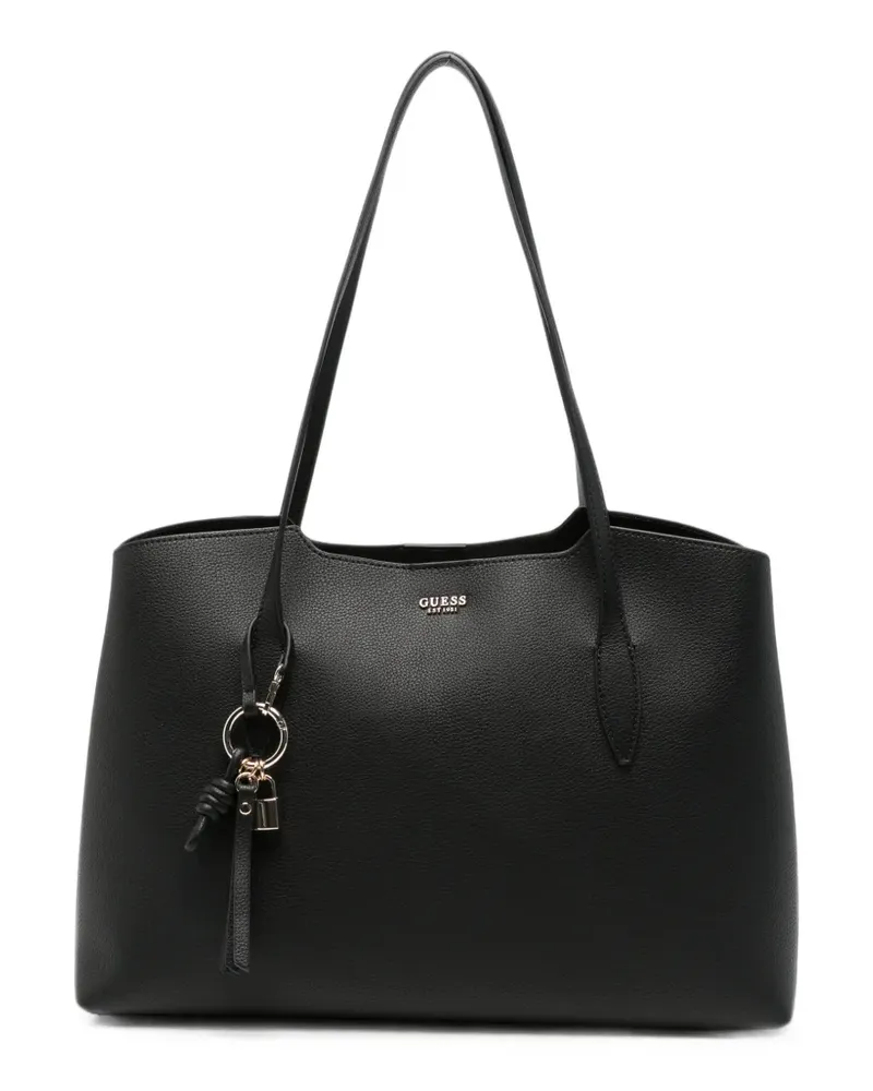 Guess Melody logo-plaque pebbled tote bag - Schwarz Schwarz