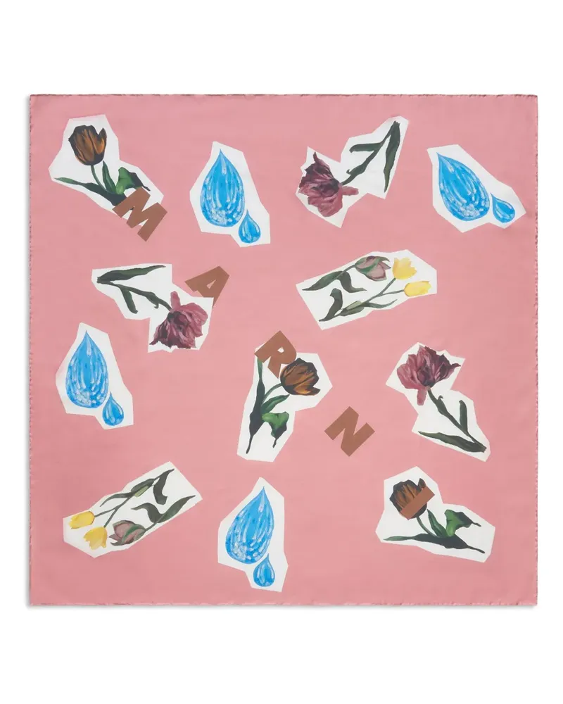Marni Seidenschal mit Blumen-Print - CFC33 pink Cfc33