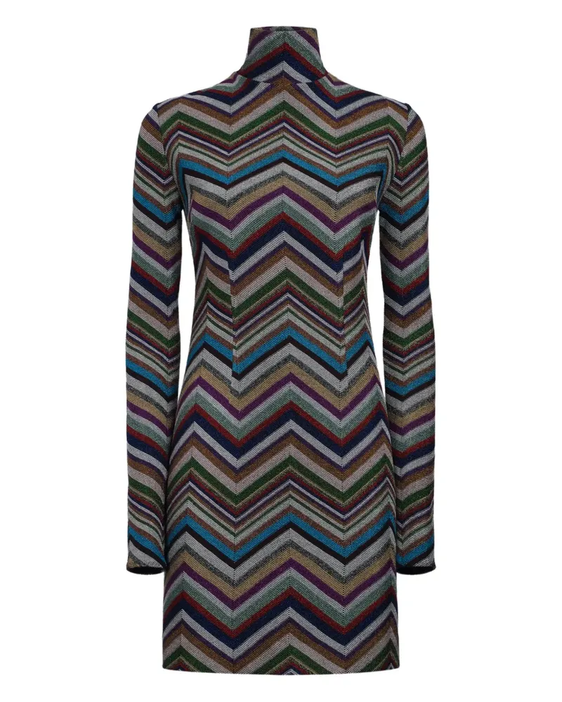 Missoni Rollkragenkleid mit Zickzackmuster - Schwarz Schwarz