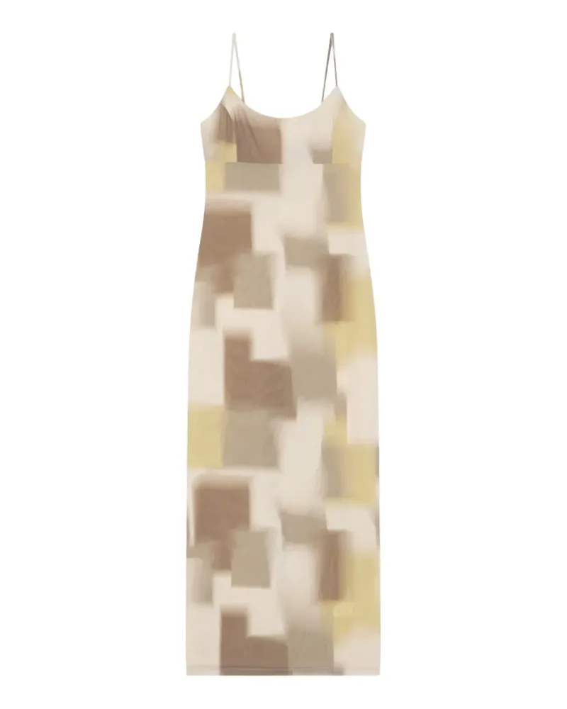 Emporio Armani Maxikleid aus Tüll mit abstraktem Print - Nude Nude