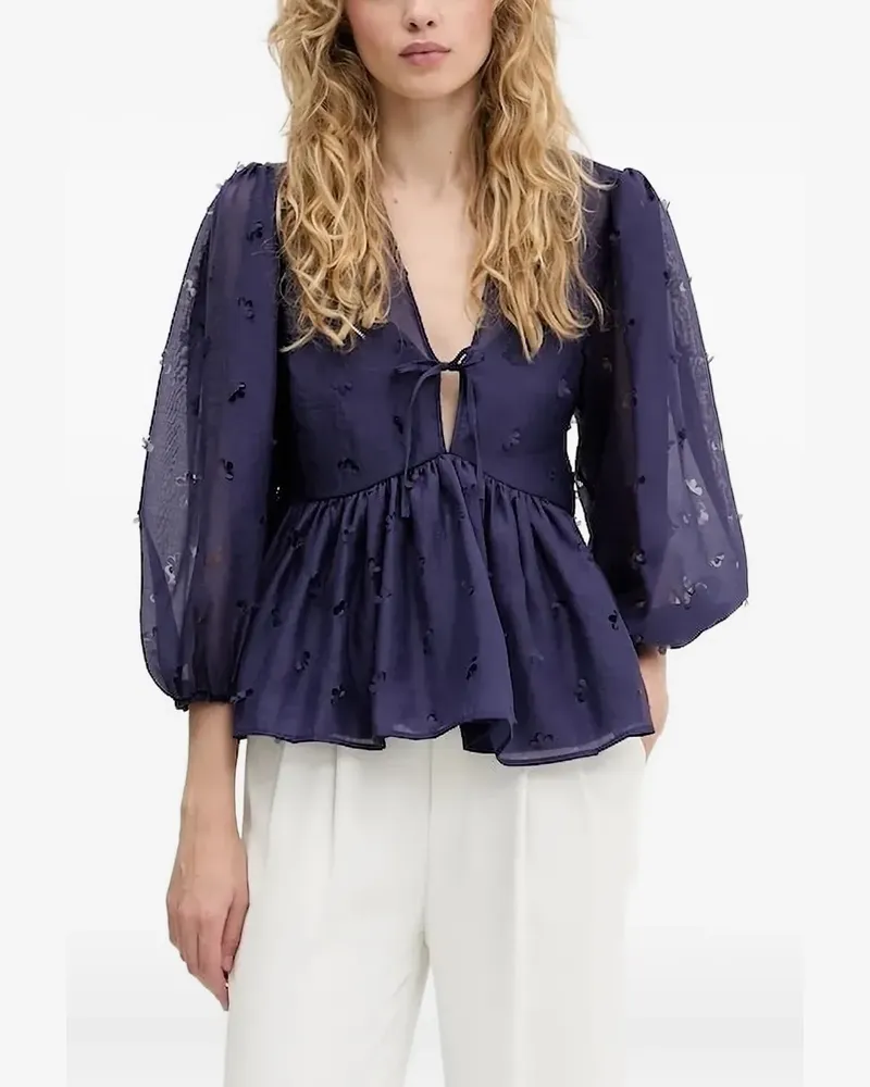 Stine Goya Bluse mit Blumen-Verzierung - Blau Blau